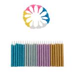 Taartkaarsjes met houders Multi Glitter 24st, Verzenden, Nieuw