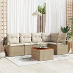vidaXL Tuin Sofa Set 6 pcs Beige, wit Middelgroot Riet, Hout, Verzenden, Nieuw, Rotan