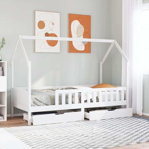 vidaXL Kinderbedframe 90x200 cm massief grenenhout, Huis en Inrichting, Slaapkamer | Bedden, 90 cm, 200 cm, Wit, Eenpersoons, Nieuw