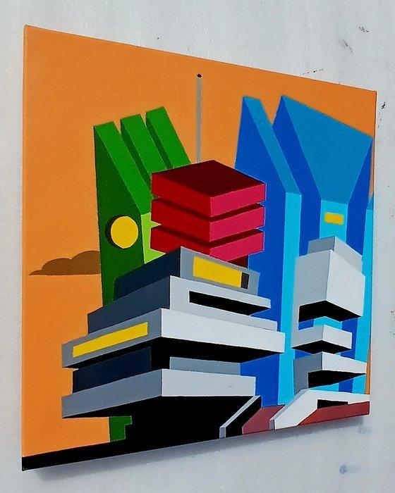 Tancredi Fornasetti (1983) - Vespro sulla metropoli, Antiek en Kunst, Kunst | Schilderijen | Modern