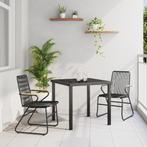 vidaXL 3-Delige Tuin Eettafel Set Zwart PVC Rattan, Verzenden, Nieuw, Kunststof