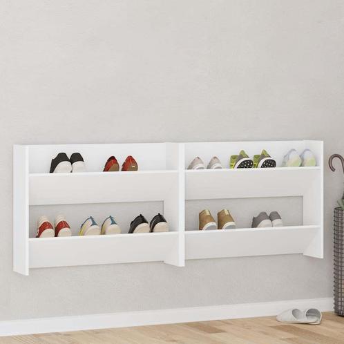 vidaXL Wandschoenenkasten 2 st 80x18x60 cm spaanplaat wit, Huis en Inrichting, Kasten | Schoenenrekken, Nieuw, Verzenden