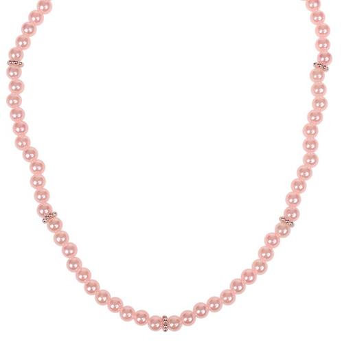 Kinderketting - Lichtroze Imitatiepareltjes 6mm - Zilverkleu, Sieraden, Tassen en Uiterlijk, Kettingen, Nieuw, Ophalen of Verzenden