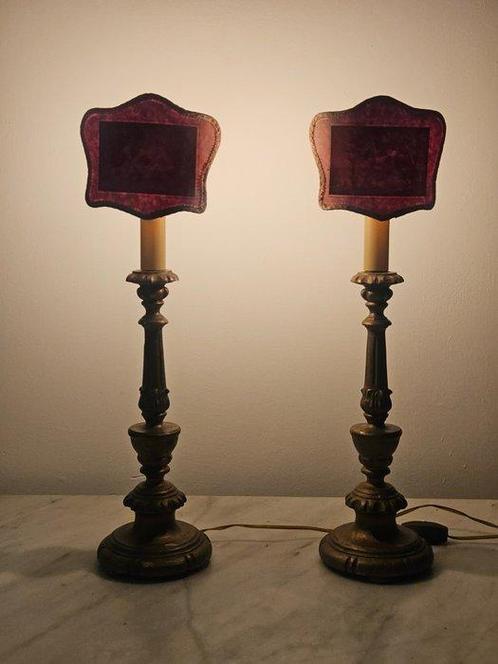 Nachtlampje (2) - Hout, Papier, Textiel, Antiek en Kunst, Curiosa en Brocante