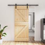 vidaXL Schuifdeur met beslag 85x210 cm massief grenenhout, Doe-het-zelf en Verbouw, Deuren en Horren, Verzenden, Nieuw