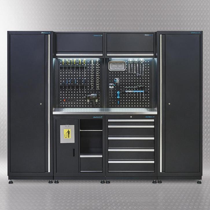 Datona Werkplaatsinrichting PREMIUM met RVS werkblad 250 cm, Doe-het-zelf en Verbouw, Werkbanken, Nieuw, Ophalen of Verzenden