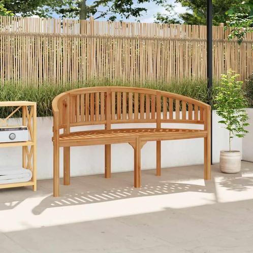 vidaXL Bananenbank 151 cm massief teakhout, Tuin en Terras, Tuinbanken, Nieuw, Hout, Verzenden