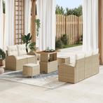 vidaXL 8-delige tuinset met kussens in beige van poly rattan, Verzenden, Nieuw, Rotan, Tuinset