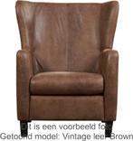 Bruine leren landelijke oorstoels - poot hout zwart - Toled, Huis en Inrichting, Fauteuils, Klassiek, Nieuw, Ophalen of Verzenden