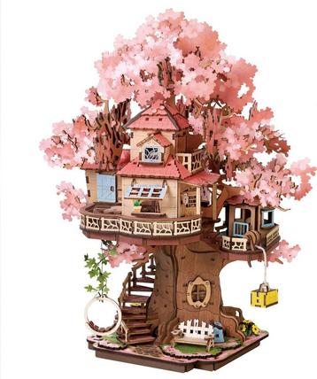 Robotime Sakura Boomhut Kersenbloesem Miniatuur Creatief... beschikbaar voor biedingen