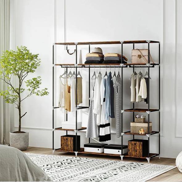 Metalen Vrijstaande Kledingkast met Stoffen Planken, Huis en Inrichting, Kasten | Kledingkasten, Nieuw, Verzenden