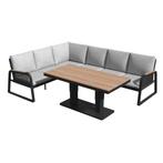 Toscane Hoekbank Loungeset Aluminium met Verstelbare Tafel, Verzenden, Nieuw, Hout