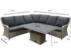 Bilbao hoek dining loungeset 4 delig grijs verstelbare tafel, Ophalen of Verzenden, Nieuw, Wicker