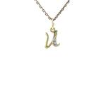 Gouden letter U hanger met diamant 14 krt, Ophalen of Verzenden, Nieuw