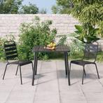 vidaXL 3-delige Tuinset staal antracietkleurig, 2 zitplaatsen, Verzenden, Nieuw, Rvs