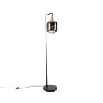 Vloerlamp zwart met goud en smoke glas incl. PUCC - Zuzanna, Huis en Inrichting, Lampen | Vloerlampen, Nieuw, Glas, Design, 150 tot 200 cm