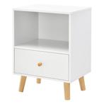 Nachtkastje Sundsvall met lade en open vak 54x40x30 cm wit, Huis en Inrichting, Tafels | Bijzettafels, Verzenden, Nieuw