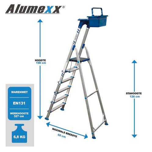 Alumexx Twin-Deck 2.0 Huishoudtrap, Doe-het-zelf en Verbouw, Ladders en Trappen, Trap, Nieuw, Verzenden