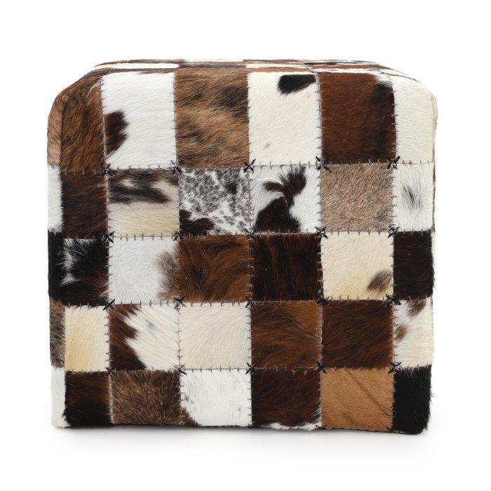 Poef - Leder - Poef in koeienhuid, Antiek en Kunst, Kunst | Designobjecten