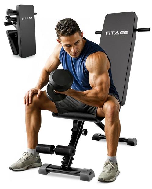Fitnessbank - Fitness Halterbank tot 300KG - Verstelbaar -, Sport en Fitness, Fitnessmaterialen
