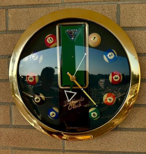 Vintage wandklok Billiards Clock – biljartthema – met, Antiek en Kunst, Curiosa en Brocante