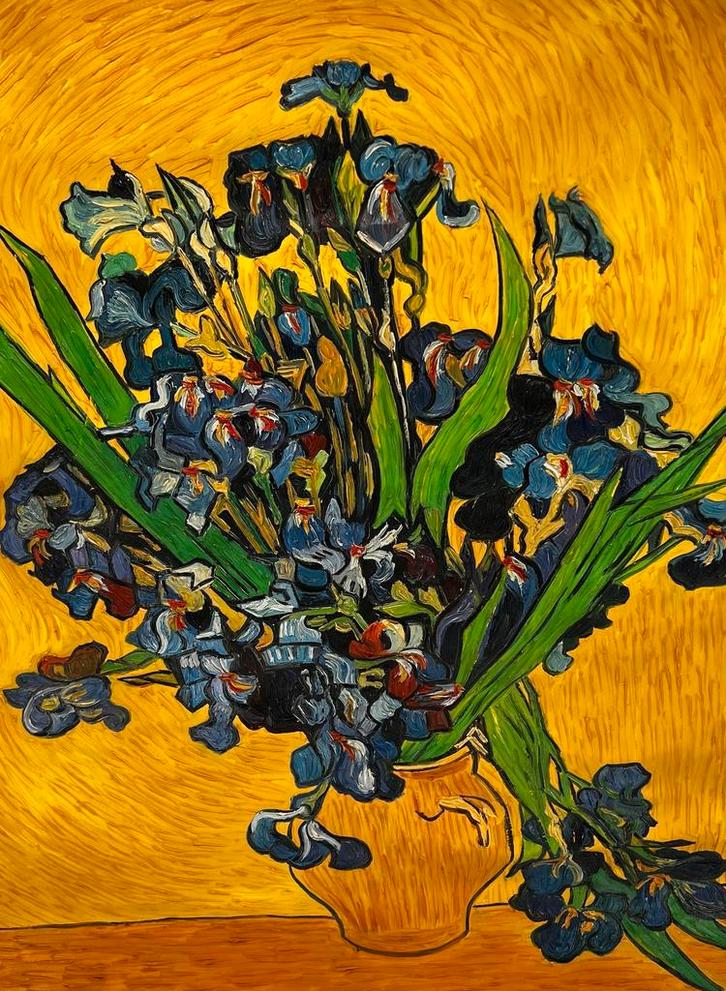 Van Gogh – Vaas met irissen – Handgeschilderd olieverf, Huis en Inrichting, Woonaccessoires | Schilderijen, Tekeningen en Foto's