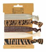 Hair Tie Haarelastiek Tijger Zebra Print Zwart Beige Bruin, Verzenden, Nieuw