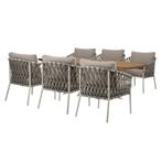 Amalfi Lido low dining tuinset 240x110xH69 cm 7 delig sand, Tuin en Terras, Tuinsets en Loungesets, Ophalen of Verzenden, Nieuw