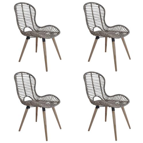 vidaXL Eetkamerstoelen 4 st natuurlijk rattan bruin, Huis en Inrichting, Stoelen, Bruin, Nieuw, Verzenden