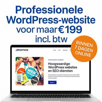 Website laten maken – WordPress €199, binnen 7 dagen online beschikbaar voor biedingen