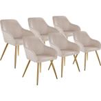 Eetkamerstoel Marilyn fluweellook, gouden poten - taupe/goud, Huis en Inrichting, Stoelen, Verzenden, Nieuw