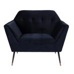 *WOONWINKEL* Dutchbone Kate Blauwe Fauteuil Fluweel, Verzenden, Nieuw, Stof