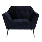 *WOONWINKEL* Dutchbone Kate Blauwe Fauteuil Fluweel, Huis en Inrichting, Fauteuils, Nieuw, Stof, Verzenden