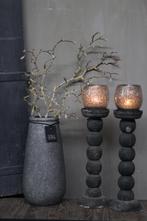 DUTZ round windlicht Diva grey bubbels 12 cm, Huis en Inrichting, Woonaccessoires | Kandelaars en Kaarsen, Nieuw, Ophalen of Verzenden