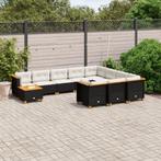 vidaXL 11-delige Loungeset met kussens poly rattan zwart, Verzenden, Nieuw, Rotan, Loungeset