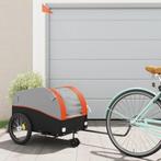 vidaXL Fietstrailer 45 kg ijzer zwart en oranje, Fietsen en Brommers, Fietsaccessoires | Aanhangers en Karren, Verzenden, Nieuw