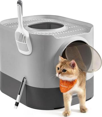 Kattenbak met deksel - uitschuifbare lade - met schepje - beschikbaar voor biedingen