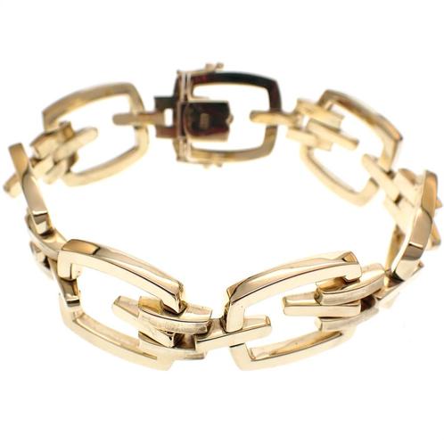 Gouden brede schakel armband | 20 cm (uniek, gouden armband), Sieraden, Tassen en Uiterlijk, Armbanden, Overige kleuren, Gebruikt