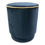 poef fluweel goud navy 38x38x45cm, Verzenden, Nieuw
