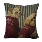 kussen fluweel preppy kerst honden 45x45cm*, Verzenden, Nieuw