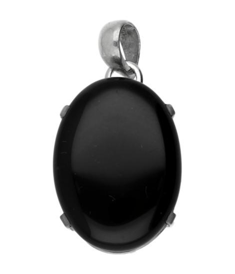 Zilveren Onyx ovaal met 4 punt vatting kettinghanger, Sieraden, Tassen en Uiterlijk, Kettinghangers, Verzenden