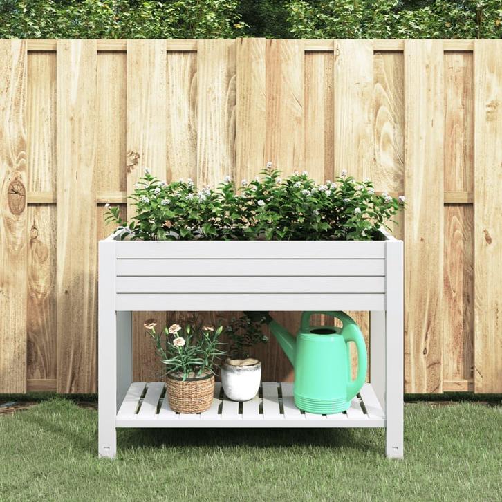 vidaXL Plantenbak verhoogd 110x45x79 cm polypropeen wit, Tuin en Terras, Bloembakken en Plantenbakken, 100 cm of meer, Nieuw, Kunststof