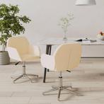 vidaXL Eetkamerstoelen 2 st draaibaar stof crèmekleurig, Verzenden, Nieuw
