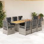 vidaXL 9-delige Tuinset met kussens poly rattan grijs, Tuin en Terras, Tuinsets en Loungesets, Nieuw, 8 zitplaatsen, Tuinset, Verzenden