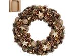 House of Seasons Kerstkrans - Ø50 cm - Bruin, Huis en Inrichting, Woonaccessoires | Kransen, Verzenden, Nieuw