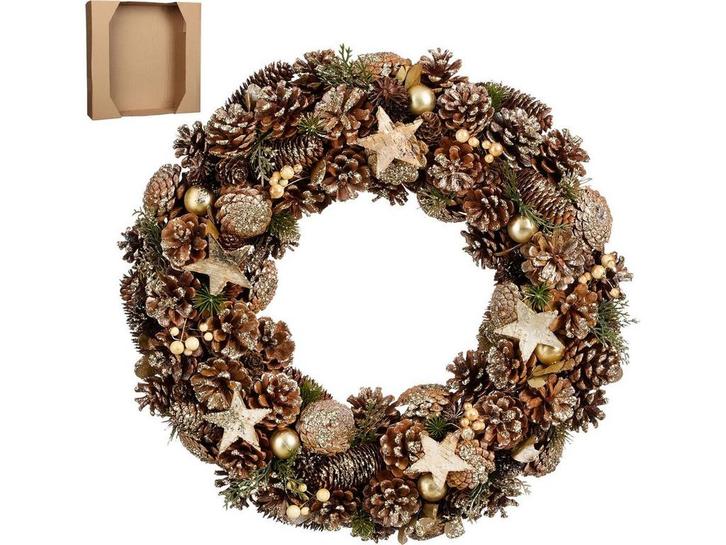 House of Seasons Kerstkrans - Ø50 cm - Bruin, Huis en Inrichting, Woonaccessoires | Kransen, Nieuw, Verzenden
