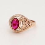 Ring - 14 karaat Roségoud Robijn - Sovjet-Unie, Sieraden, Tassen en Uiterlijk, Ringen, Nieuw