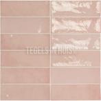 Handvorm wandtegel 6,5x20 roze soft glans wandtegel, Nieuw, Ophalen of Verzenden, 10 m² of meer, Wandtegels