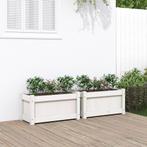 vidaXL Plantenbakken 2 st cm massief grenenhout wit, Verzenden, Nieuw, 60 tot 100 cm, Hout