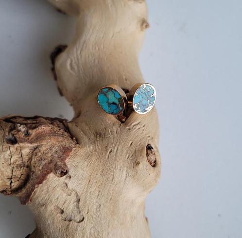 Edelsteen oorbellen van Turquoise goudenkleurig frame, Sieraden, Tassen en Uiterlijk, Armbanden